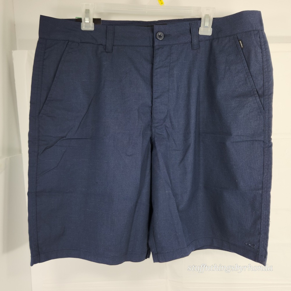 New O'NEILL Drive‎ Men's Blue 2 Way Stretch Shorts, Sz 38, Golf Casual, Bermuda